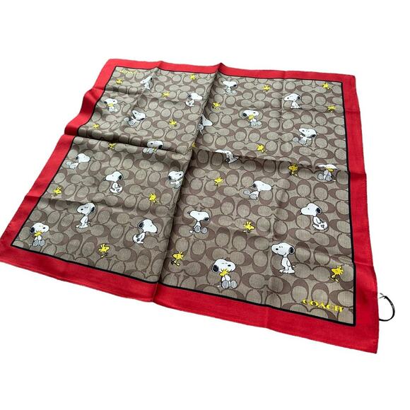 Coach Peanuts scarf Silk Bandana With Snoopy Woodstock Print - Picture 3 of 3